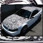 El coche decorado con un rotulador