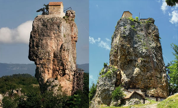 Ermita en la cima de un tapón volcánico