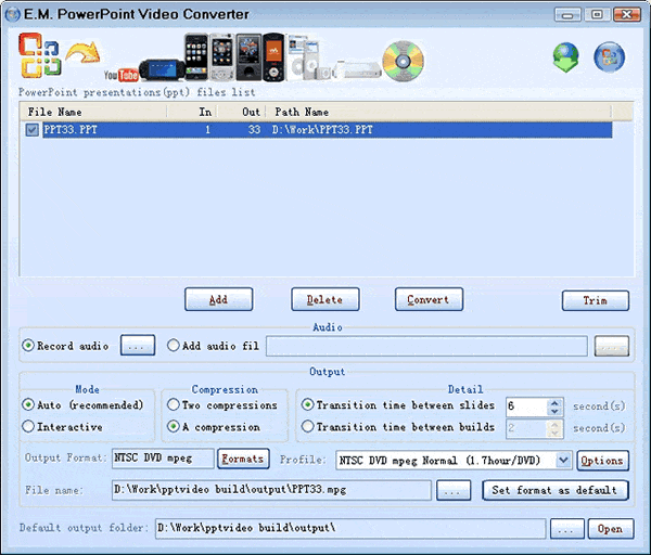 Un clásico entre los conversores de PowerPoint a diferentes formatos de vídeo