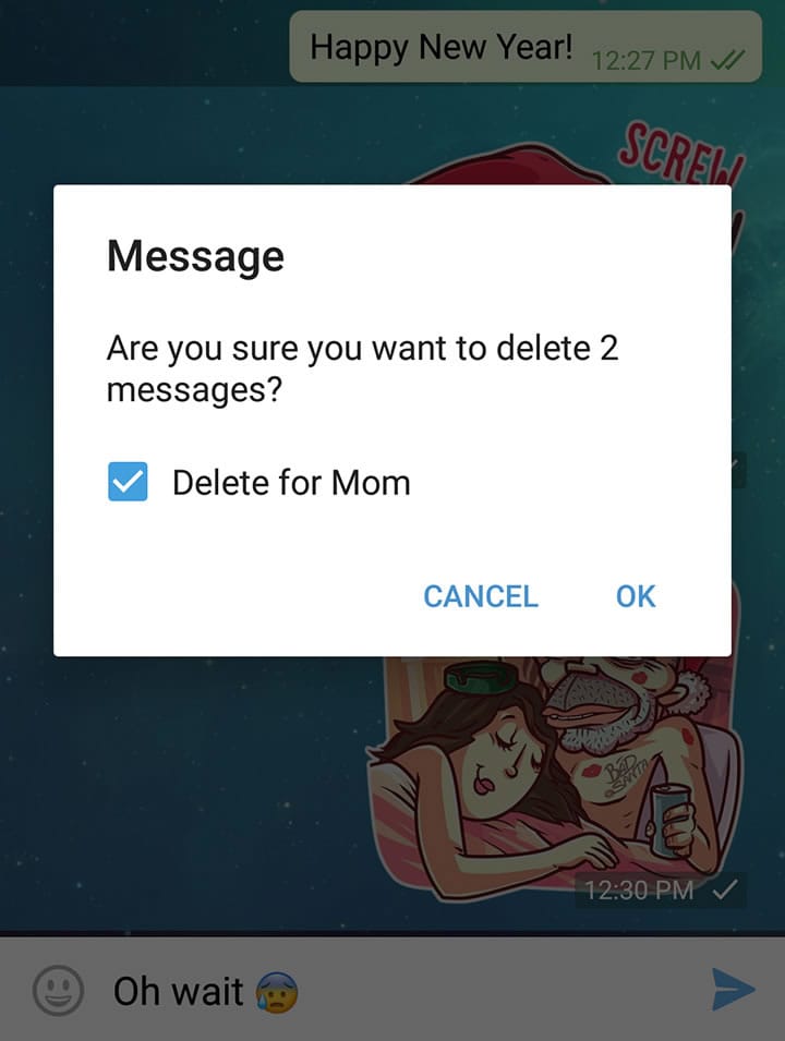 Telegram eliminar mensajes