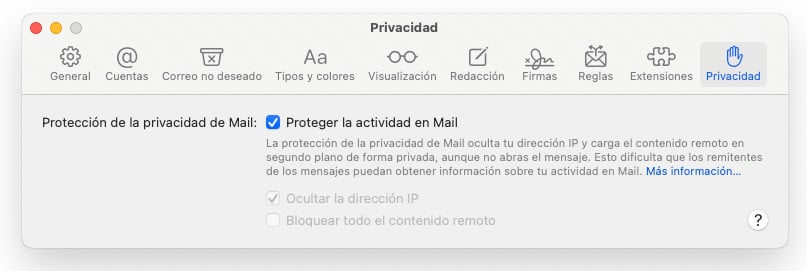 Proteger la actividad en Mail