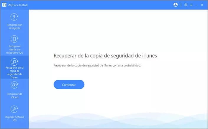 Recuperar de la copia de seguridad de iTunes