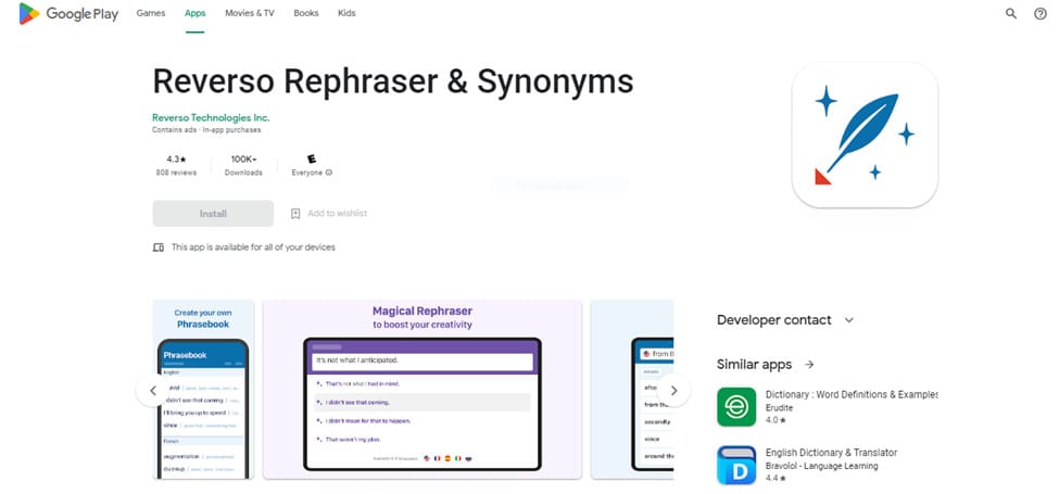 Reverso Rephraser & Synonyms