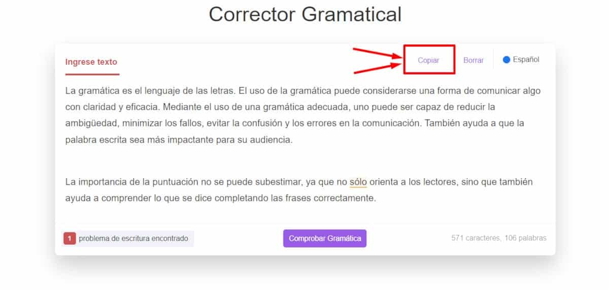 Corrector Gramatical Copiar