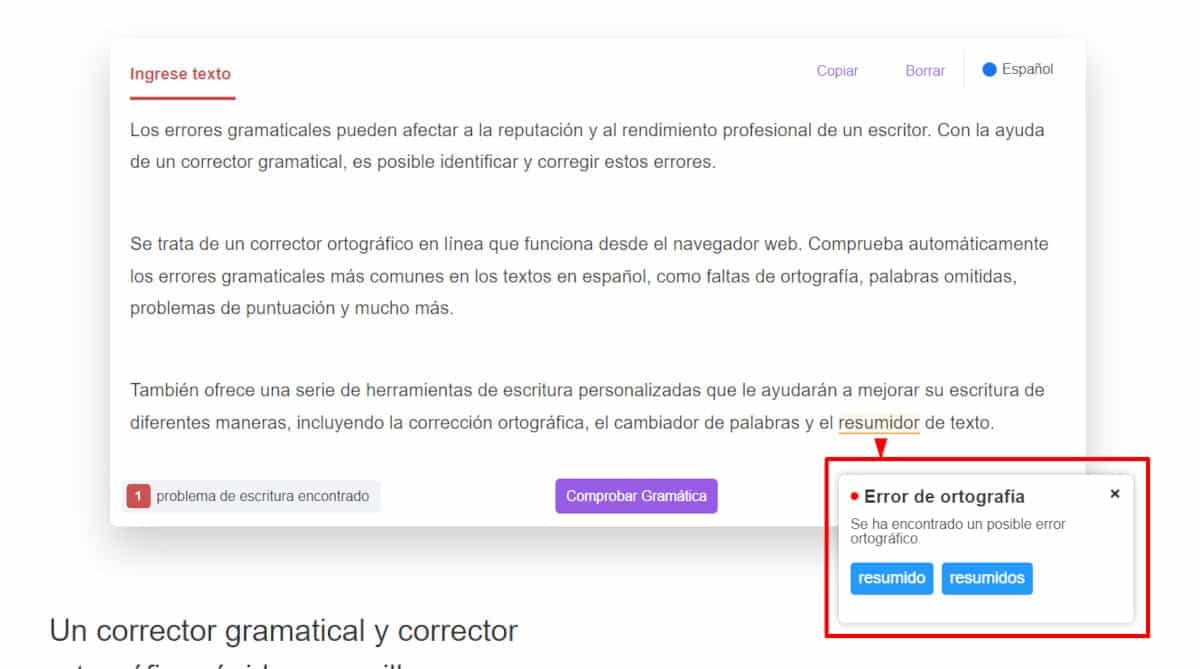 Múltiples sugerencias de corrección